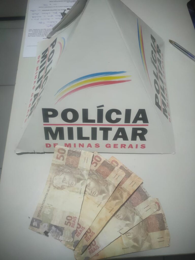 PM prende dois suspeitos por distribuir notas falsas em bar de Capitólio - Foto: Divulgação/Polícia Militar