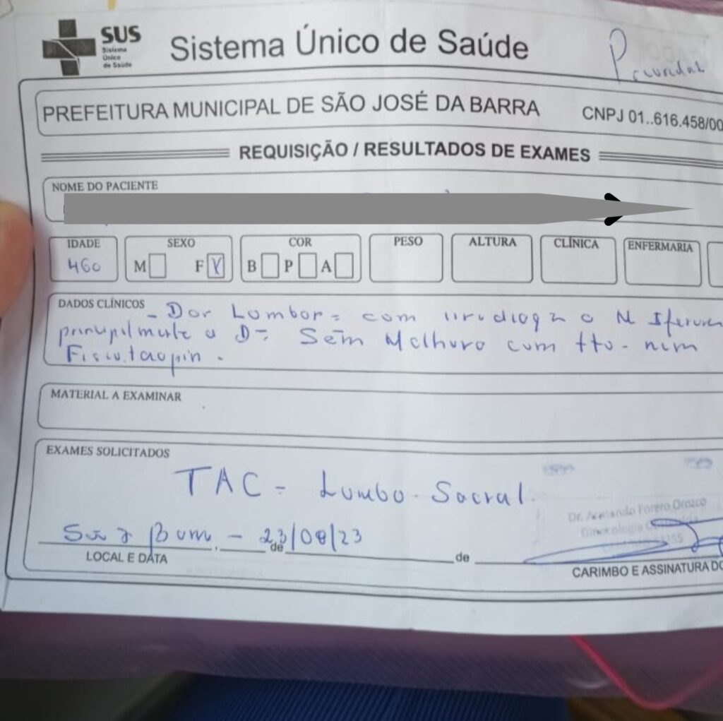 Mulher que sofre com fortes dores diárias aguarda agendamento de exame em São José da Barra à meses - Imagem: Reprodução 