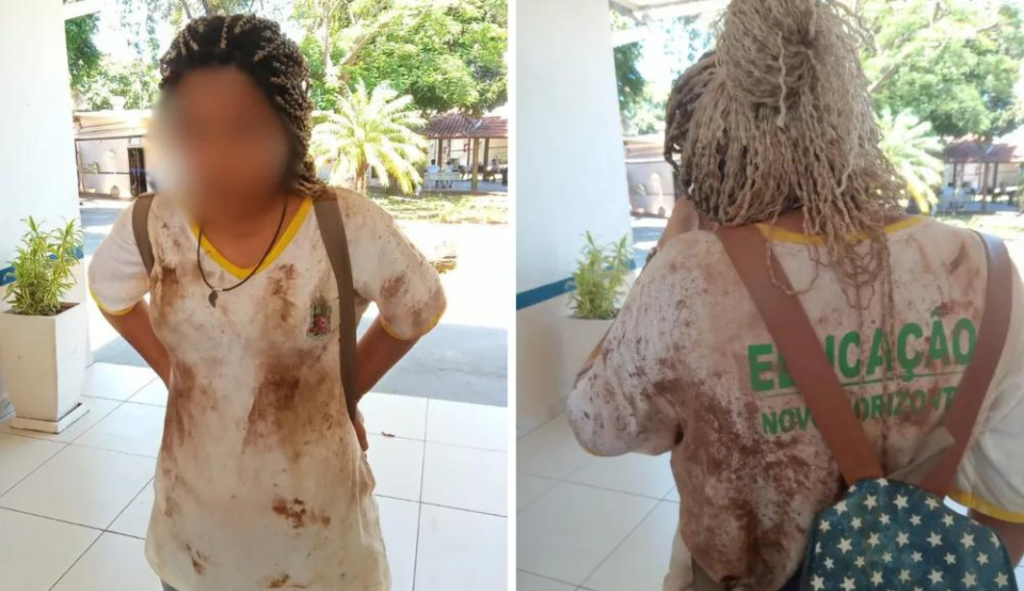 Estudante negra é pisoteada e xingada de ‘macaca’ e ‘cabelo de bombril’ por alunos em escola municipal - Foto: redes sociais