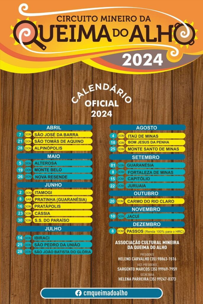 Calendário Oficial da Queima do Alho 2024 - Imagem: Reprodução 