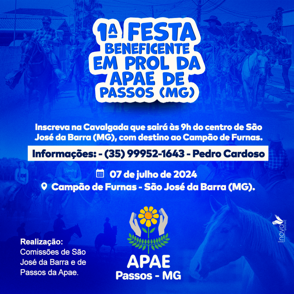 São José da Barra realizará o maior evento beneficente em prol da APAE de Passos dia 7 de julho; veja como ajudar e o porque do evento - Imagem: Agência Inova