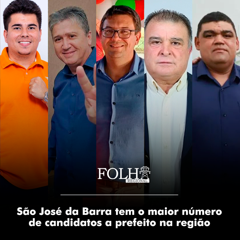 Candidatos a prefeito Helinho, Marcelinho Silva, André Luiz, João Cota e Julianderson Barranco - Imagem: Agência Inova/redes sociais