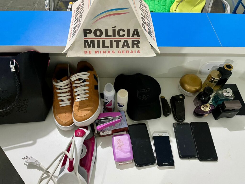 PM efetua prisão de autora por furto e recupera materiais subtraídos em Carmo do Rio Claro - Foto: divulgação/Polícia Militar