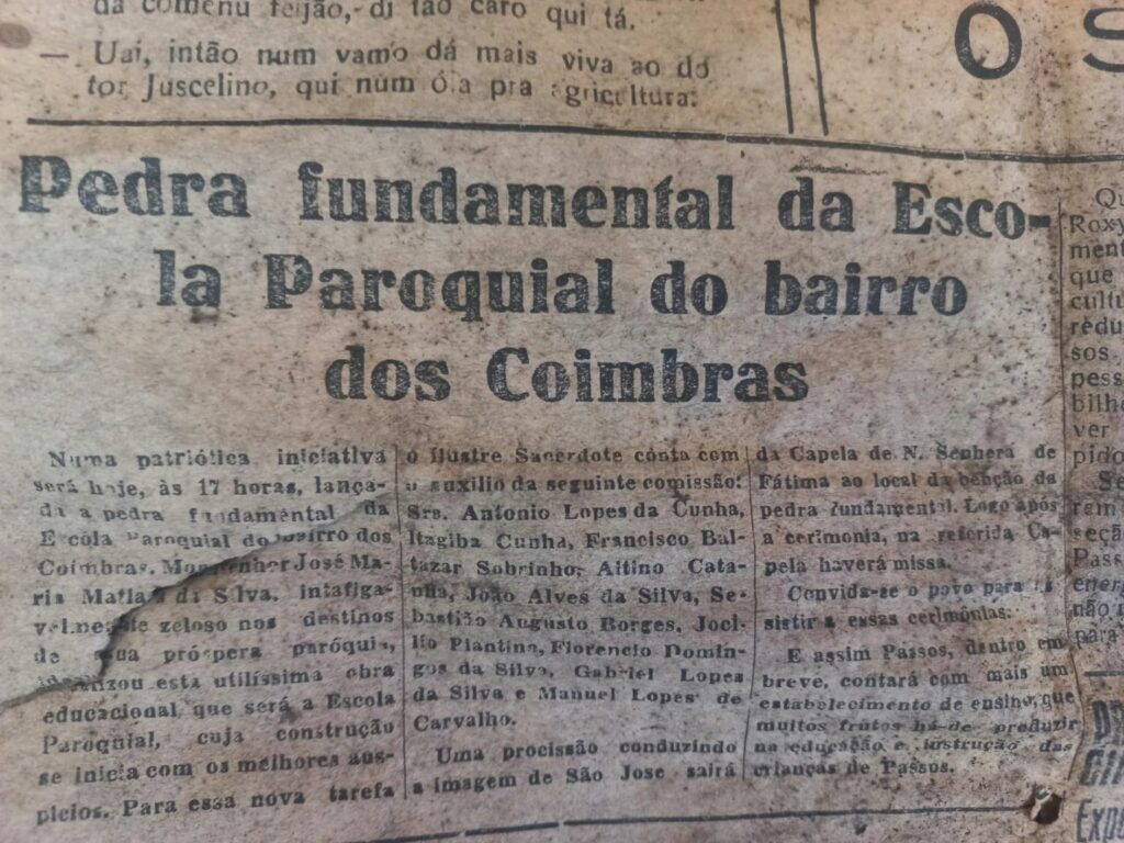 Cápsula do tempo, de 1959, é encontrada durante obras no Centro Catequético da Paróquia Nossa Senhora de Fátima, em Passos - Foto: redes sociais