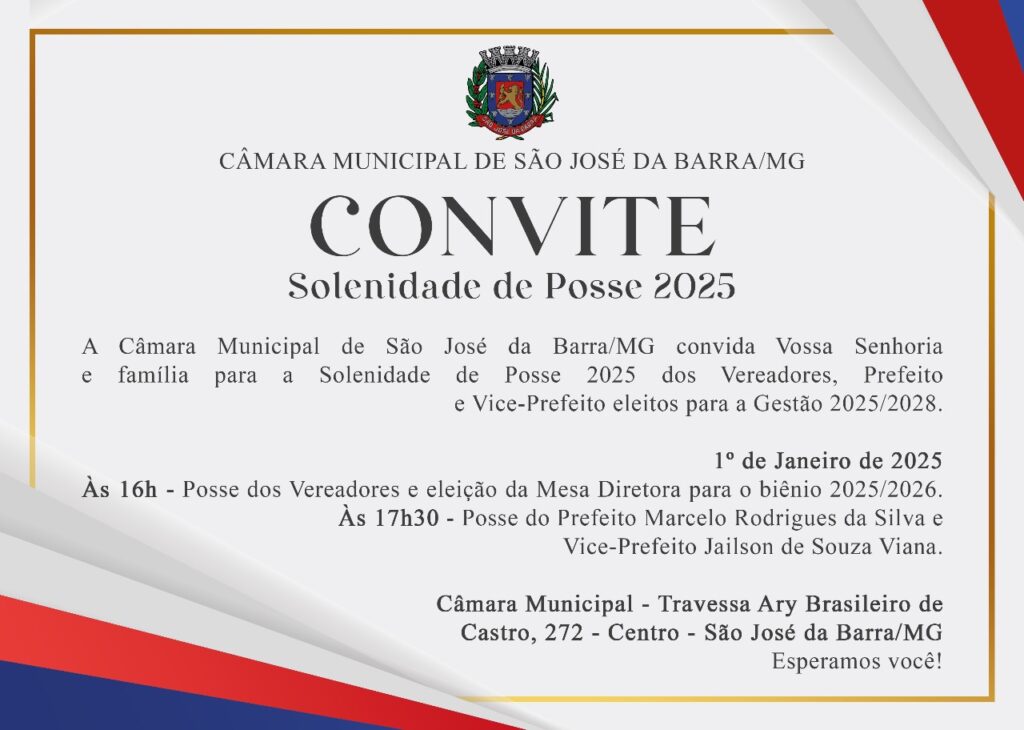 Câmara de Vereadores convida população para as solenidades de posses - Imagem: Agência Inova