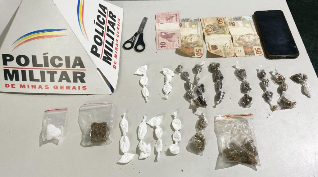 Homem é preso com drogas e motocicleta adulterada em Alpinópolis - Foto: divulgação/Polícia Militar