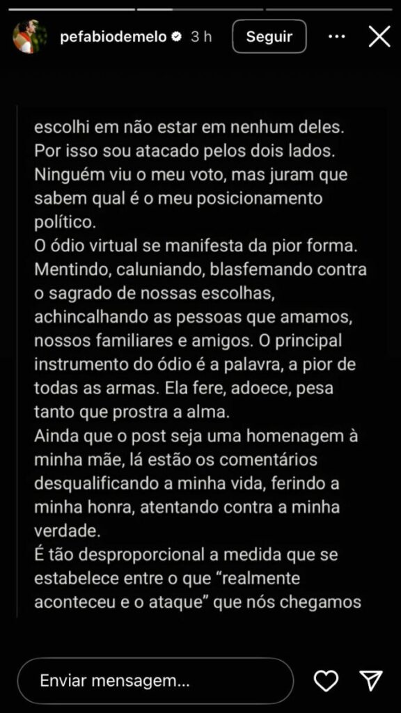 Padre Fábio de Melo faz desabafo chocante após polêmica: ‘Eu estou a um passo de desistir’ - Imagem: reprodução/Instagram