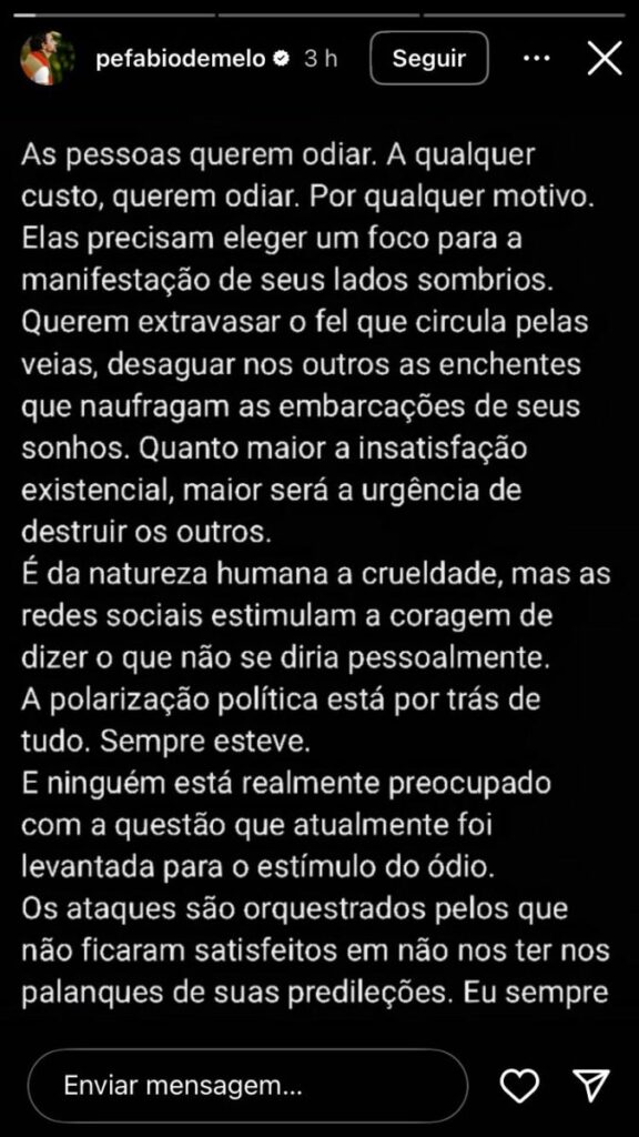 Padre Fábio de Melo faz desabafo chocante após polêmica: ‘Eu estou a um passo de desistir’ - Imagem: reprodução/Instagram
