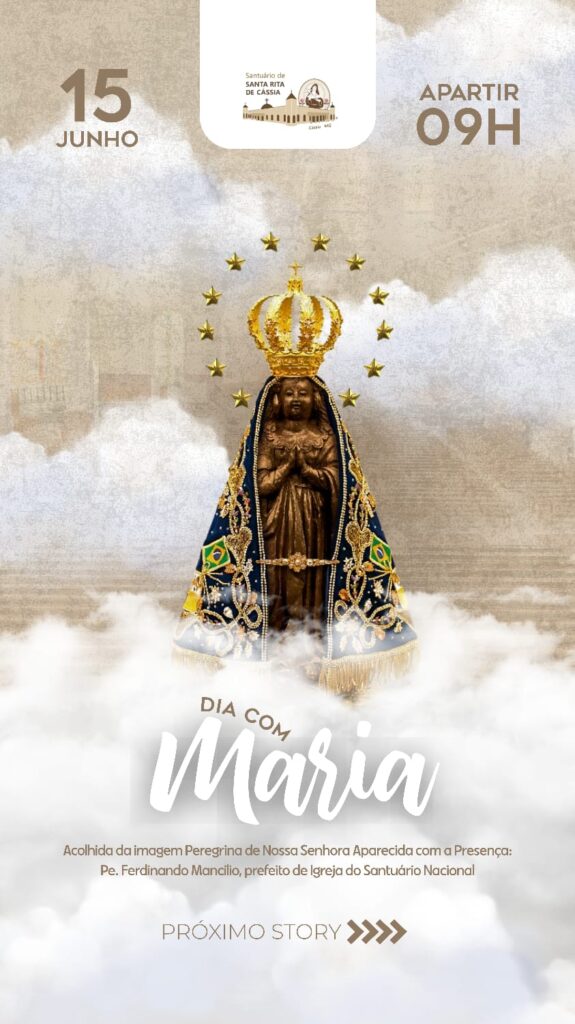 Santuário de Cássia se prepara para o "II Dia com Maria" com acolhida da Imagem Peregrina de Nossa Senhora Aparecida - Imagem: divulgação