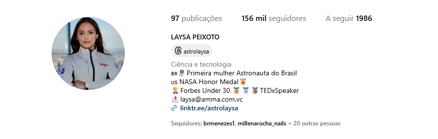 Captura de tela 2025-06-11 110425.png NASA nega vínculo com mineira que afirma ser primeira astronauta brasileira - Imagem: redes sociais