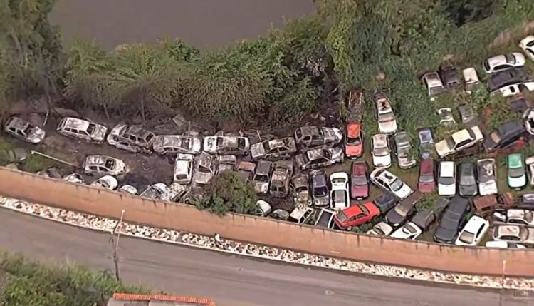 Incêndio atinge pátio do Detran em MG e destrói pelo menos 38 veículos - Foto: redes sociais