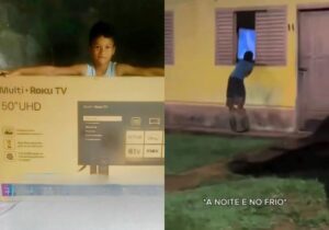 VÍDEO | Menino que assistia TV pela janela da vizinha ganha uma de 50 polegadas, celular e internet