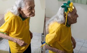 VÍDEO | Aos 104 anos, torcedora encanta a internet ao se arrumar para jogo da Seleção Brasileira